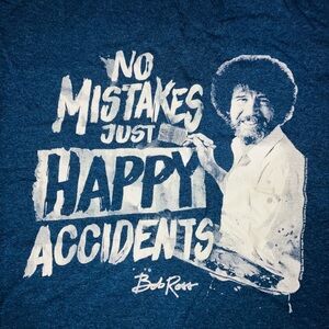 Bob Ross Blue Graphic Tee - Short Sleeve no mistakes just happy accidents